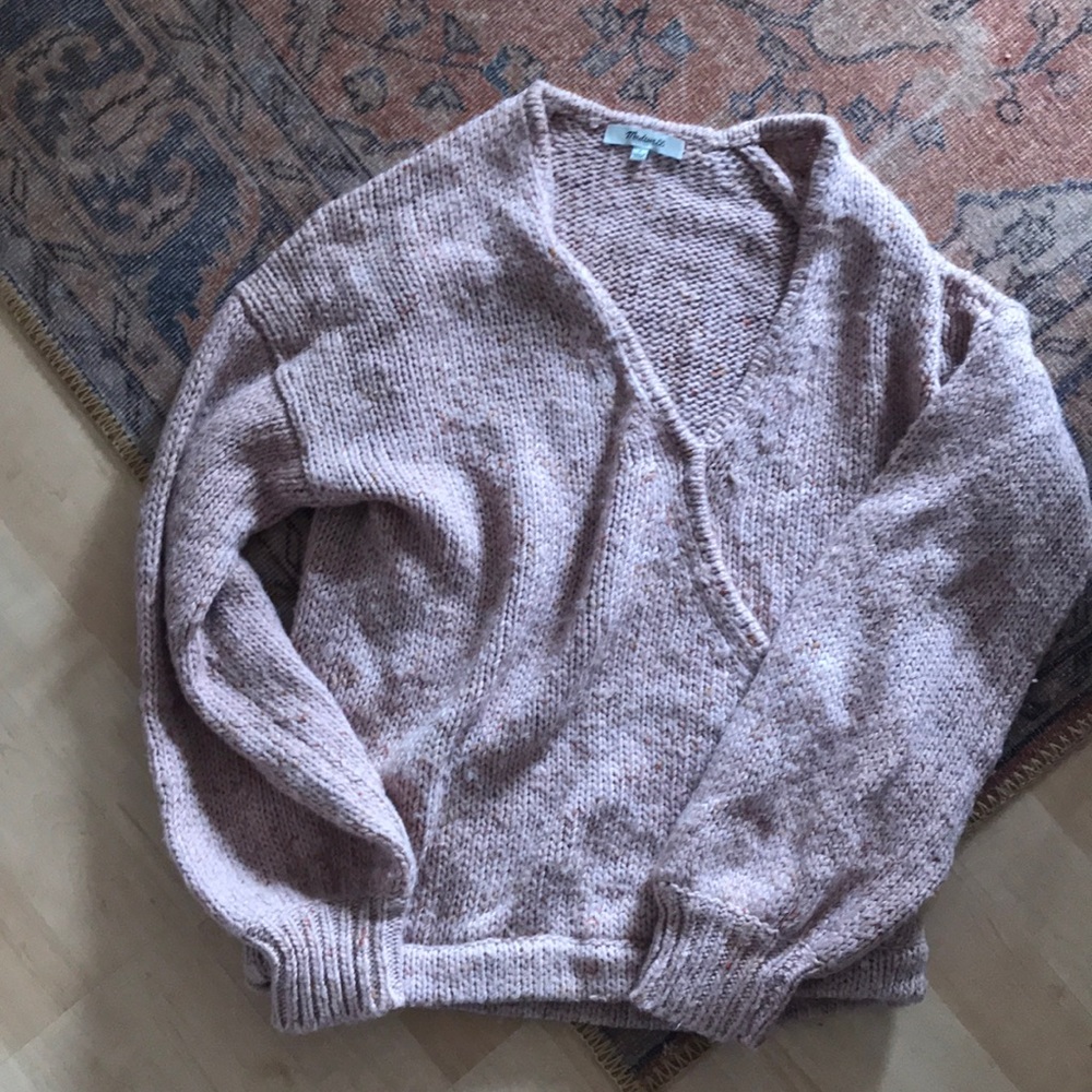 Madewell Light Pink Beresford Wrap-Front Pullover Sweater Size  Small